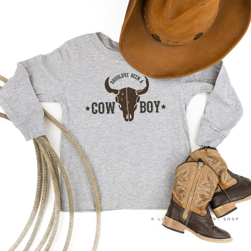 Should've Been a Cowboy - Distressed Design - Long Sleeve Child Shirt