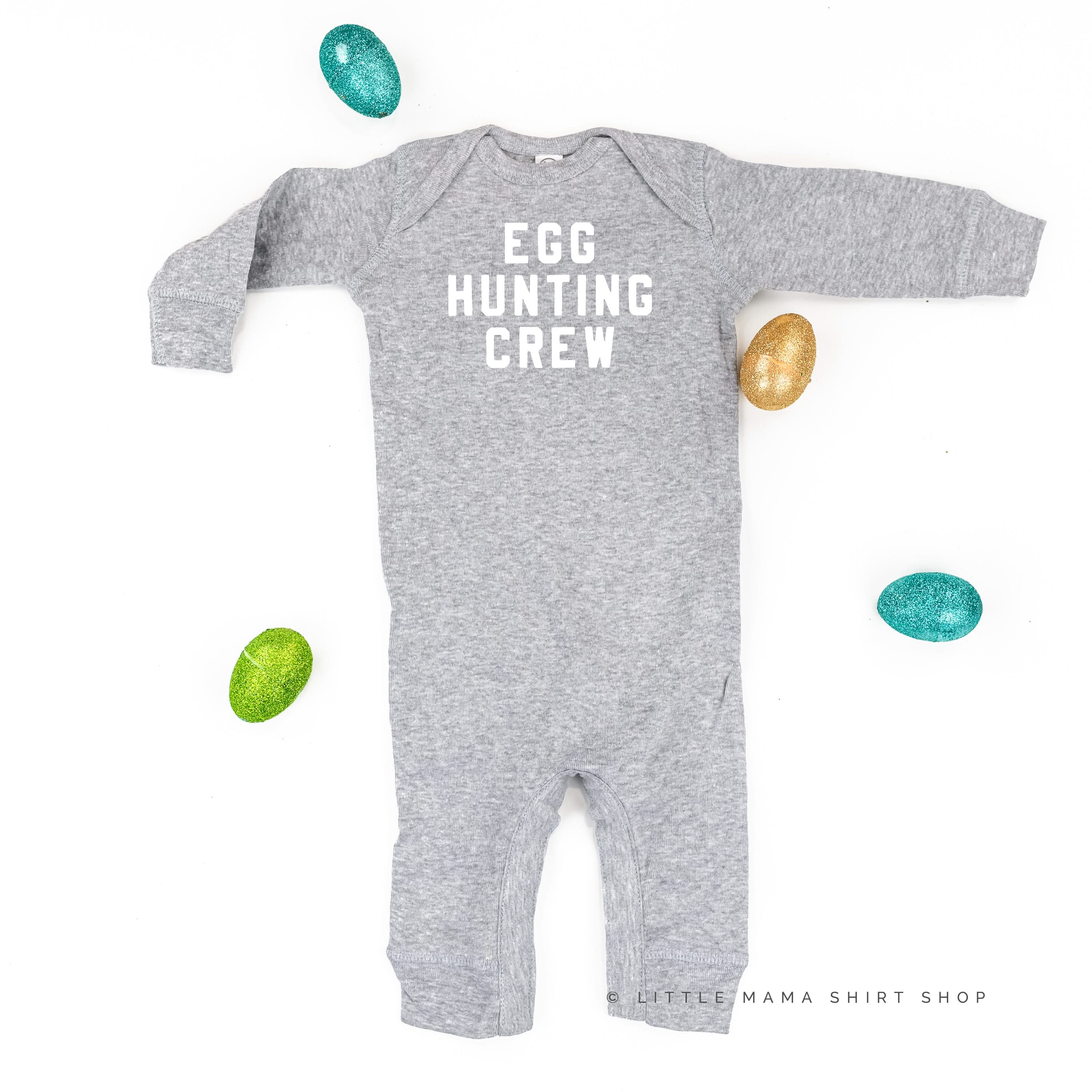 Block Font - Egg Hunting Crew - Baby Sleeper Little Mama Shirt Shop