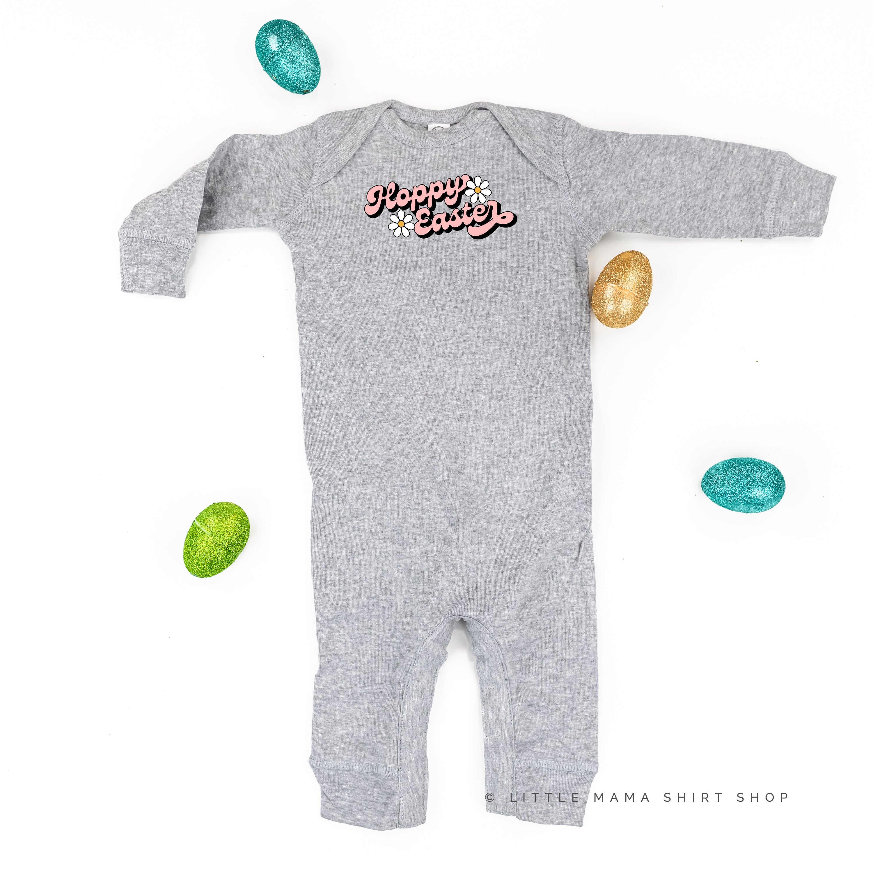 Hoppy Easter - Daisies - Baby Sleeper Little Mama Shirt Shop