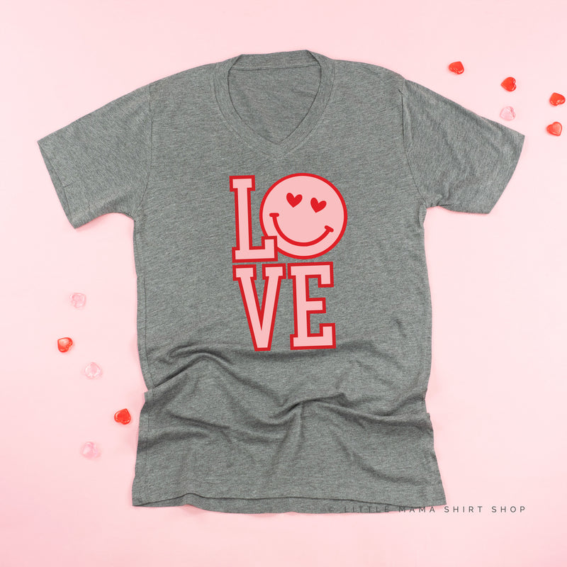 Love (Varsity) With Heart Eyes Smiley - Unisex Tee