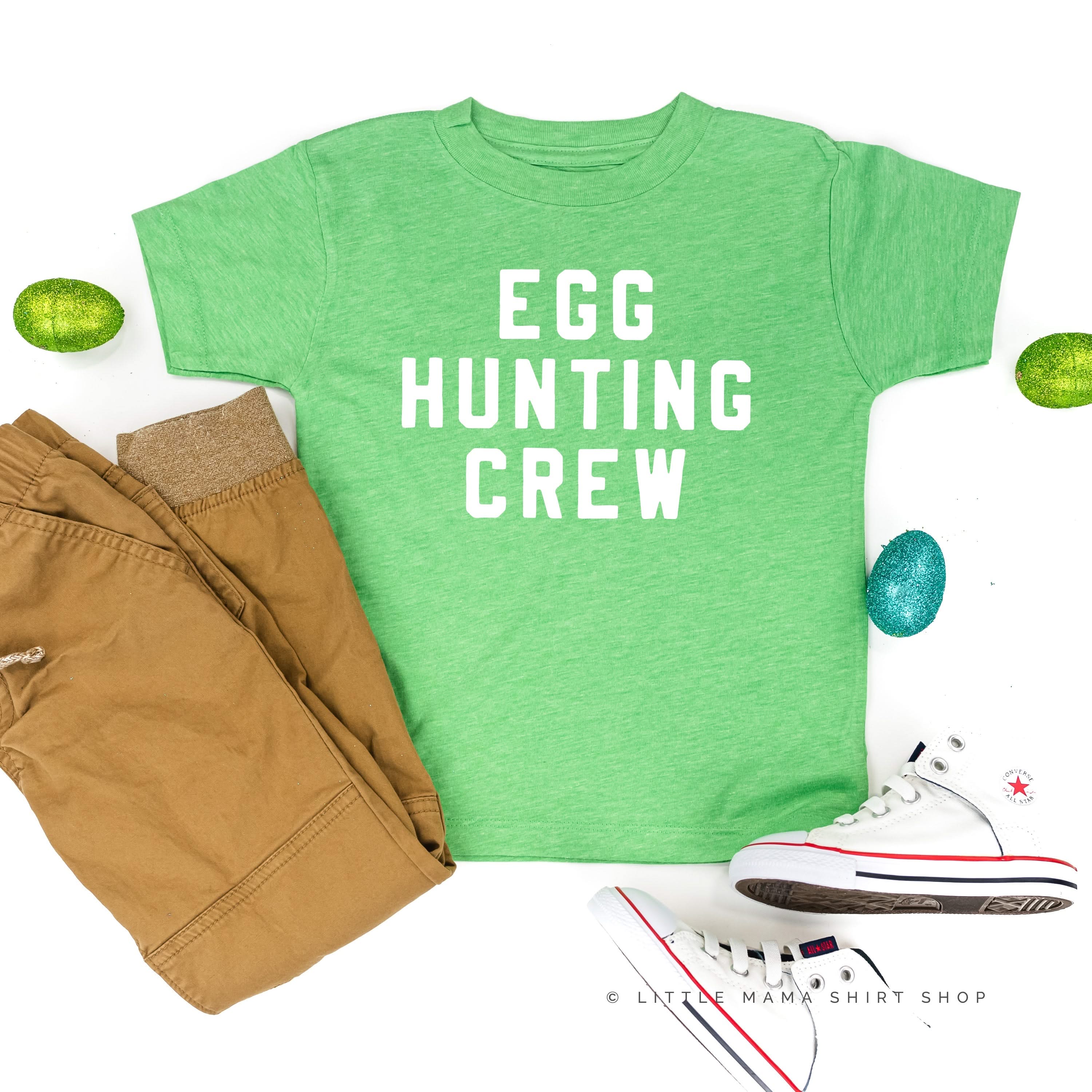Block Font - Egg Hunting Crew - Child Tee Little Mama Shirt Shop