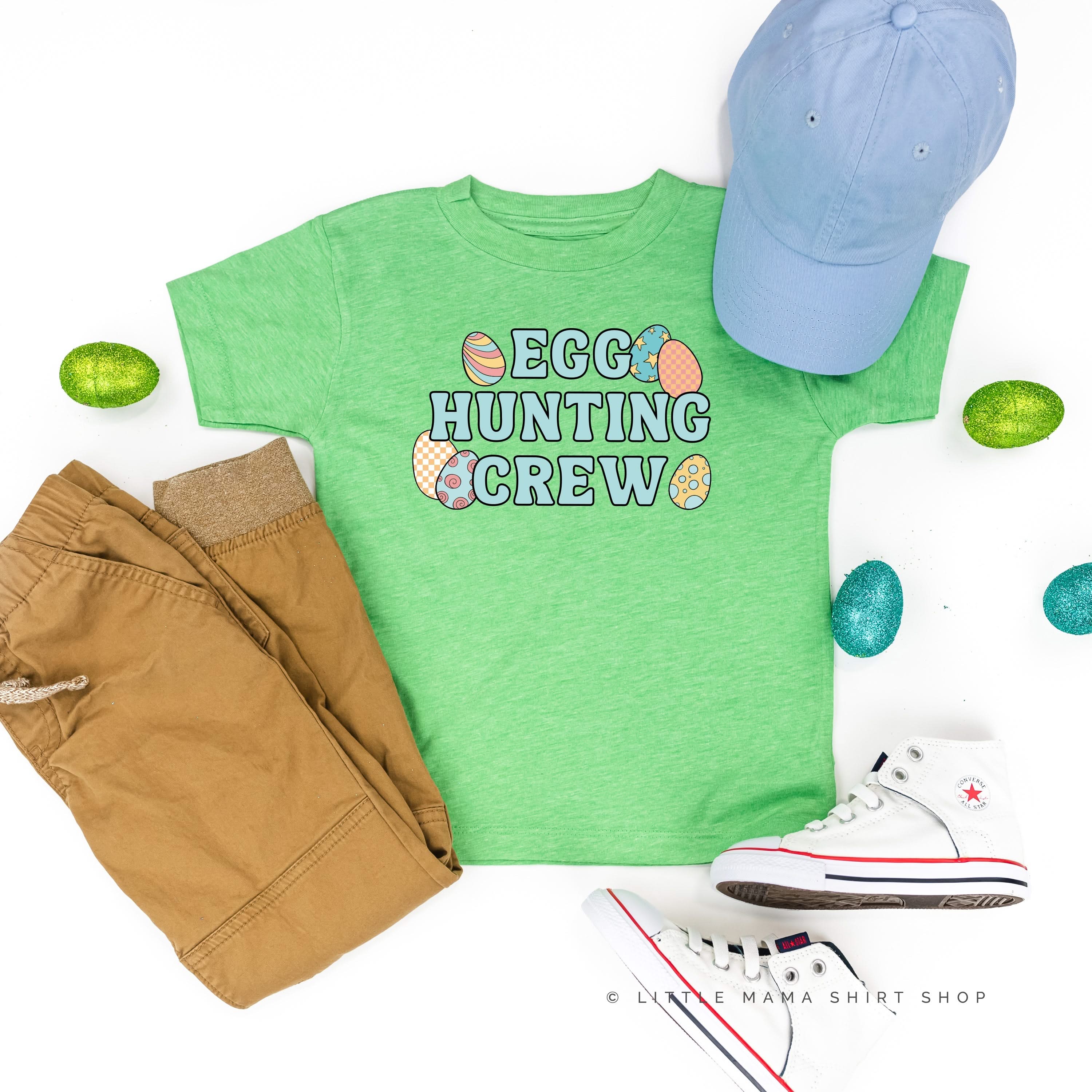 Egg Hunting Crew - Groovy w/ Eggs - Child Tee Little Mama Shirt Shop