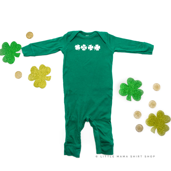 4 Shamrocks Across (Front) w/ Have a Lucky Day (Back) - One Piece Baby Sleeper