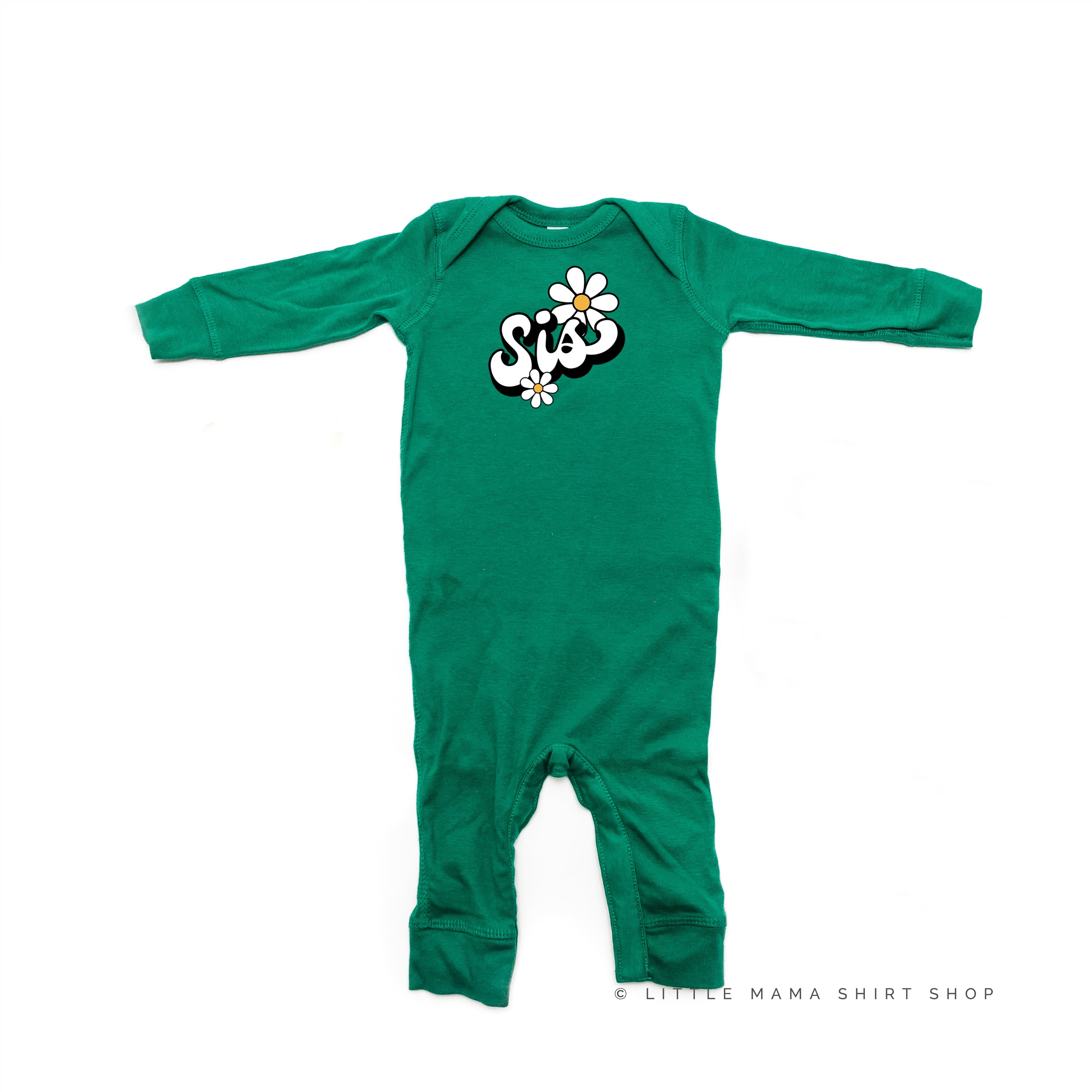 Daisy - Sis - w/ Full Daisy on Back - Baby Sleeper Little Mama Shirt Shop