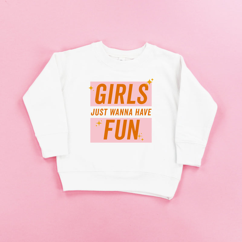 Girls Just Wanna Have Fun - Pink+Orange Sparkle - Child Sweater