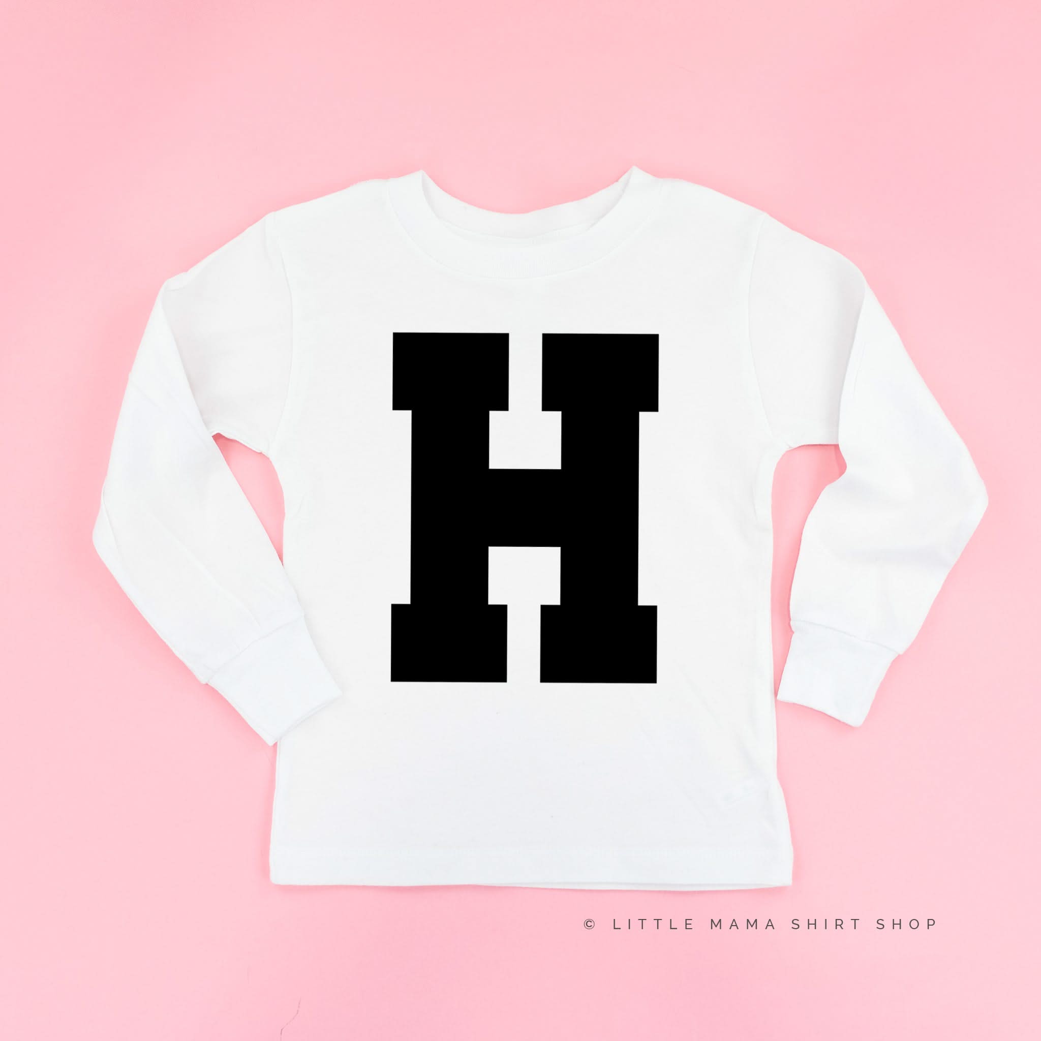 VARSITY INITIALS - Long Sleeve Child Shirt Little Mama Shirt Shop