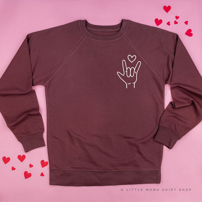 Sign Language - I LOVE YOU - POCKET DESIGN - Lightweight Pullover Sweater