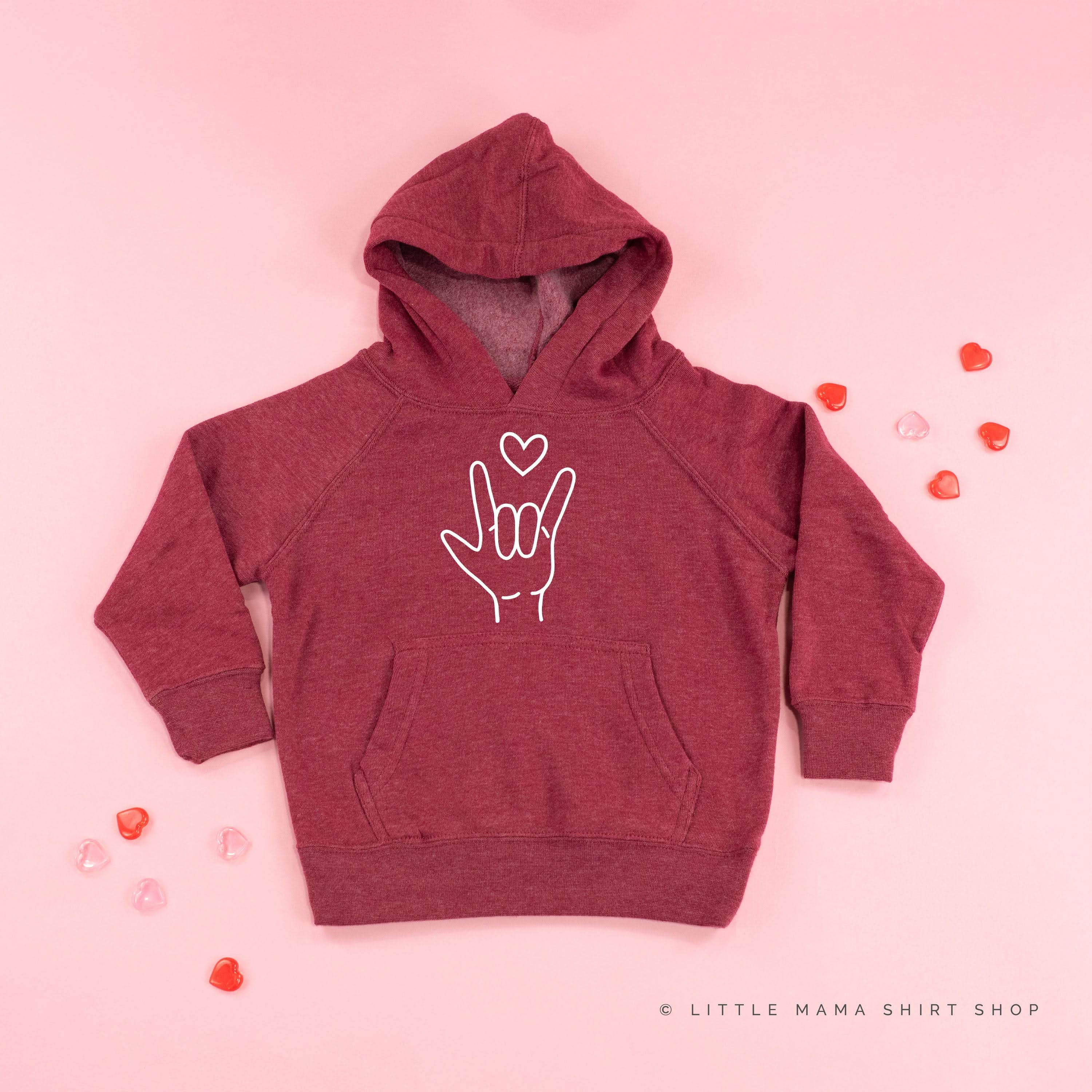 Sign Language - I Love You - Child HOODIE Little Mama Shirt Shop