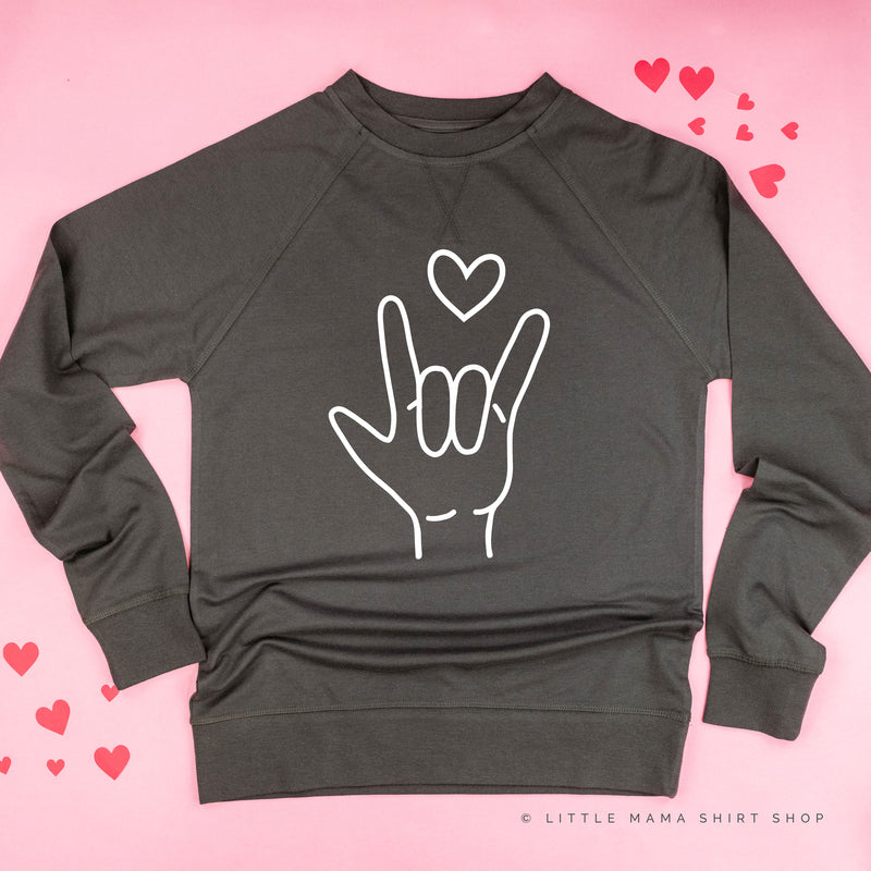 Sign Language - I LOVE YOU - FULL DESIGN - Lightweight Pullover Sweater