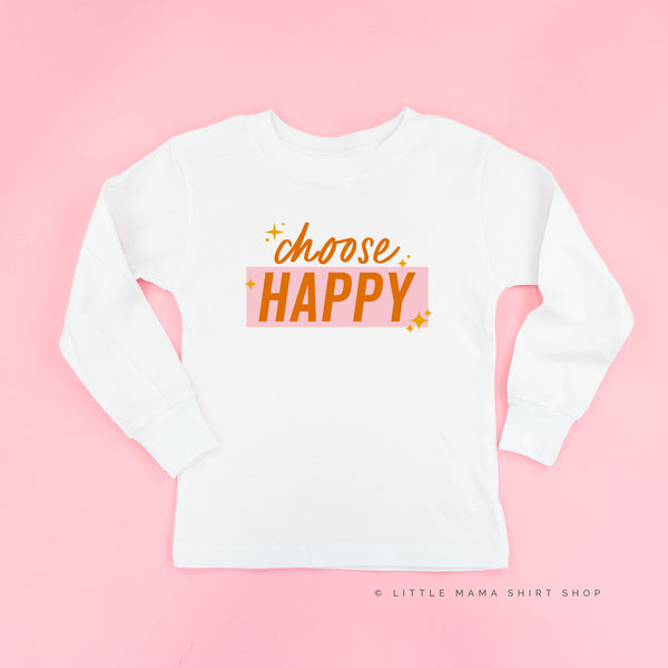 Choose Happy - Pink+Orange Sparkle - Long Sleeve Child Shirt