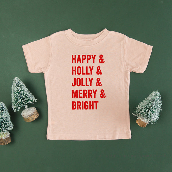 Happy + Holly + Jolly + Merry + Bright - Child Tee