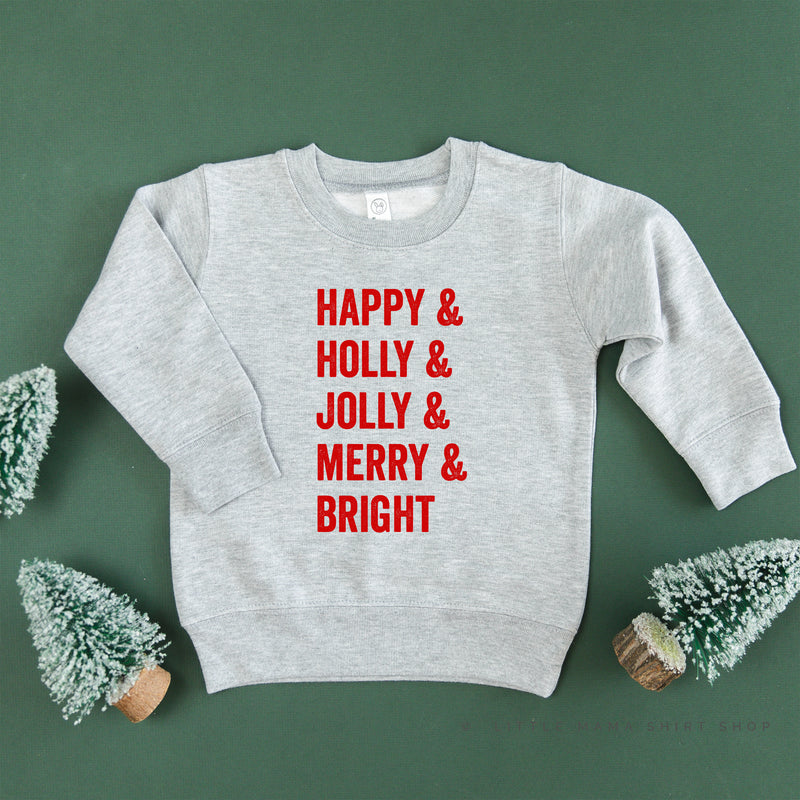 Happy + Holly + Jolly + Merry + Bright - Child Sweater