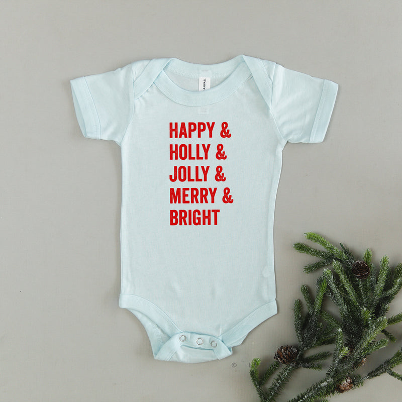 Happy + Holly + Jolly + Merry + Bright - Child Tee