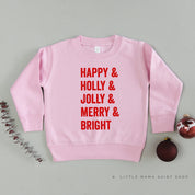 Happy + Holly + Jolly + Merry + Bright - Child Sweater Little Mama Shirt Shop