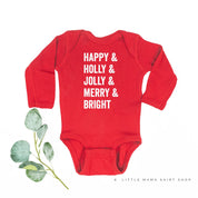Happy + Holly + Jolly + Merry + Bright - Child LONG SLEEVE Tee Little Mama Shirt Shop