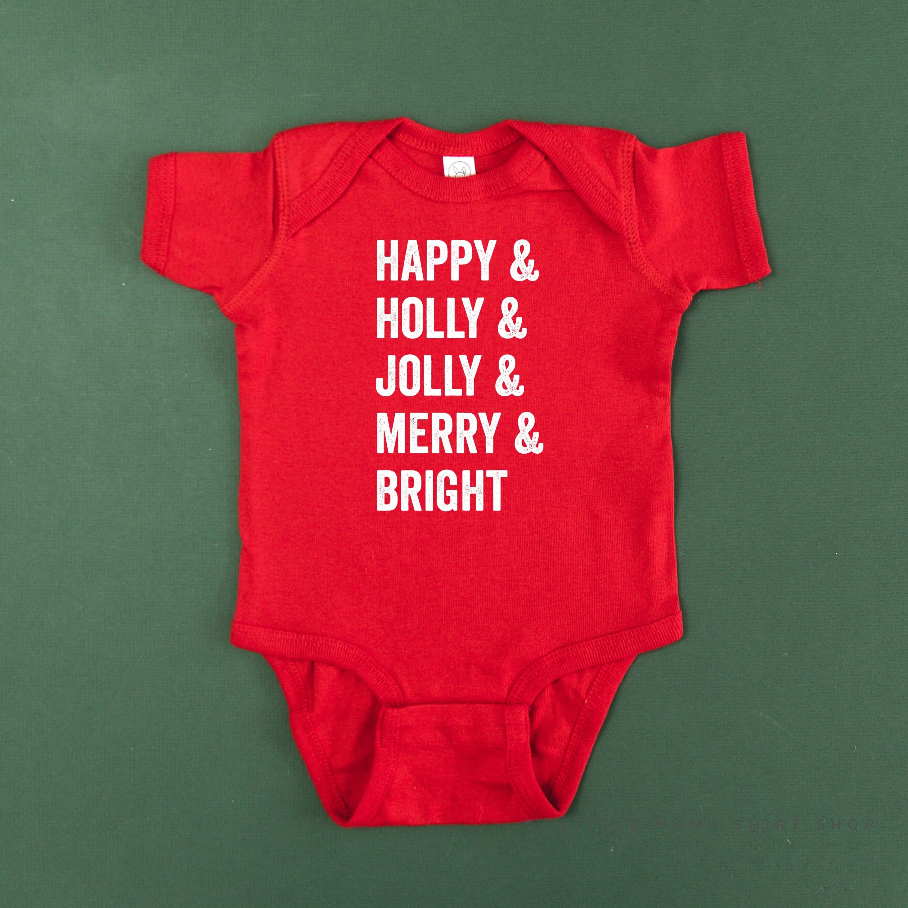 Happy + Holly + Jolly + Merry + Bright - Child Tee Little Mama Shirt Shop