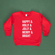 Happy + Holly + Jolly + Merry + Bright - Child Sweater Little Mama Shirt Shop