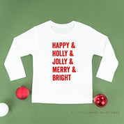 Happy + Holly + Jolly + Merry + Bright - Child LONG SLEEVE Tee Little Mama Shirt Shop