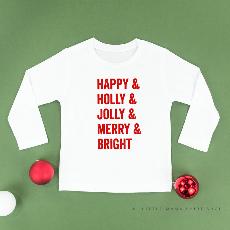 Happy + Holly + Jolly + Merry + Bright - Child LONG SLEEVE Tee