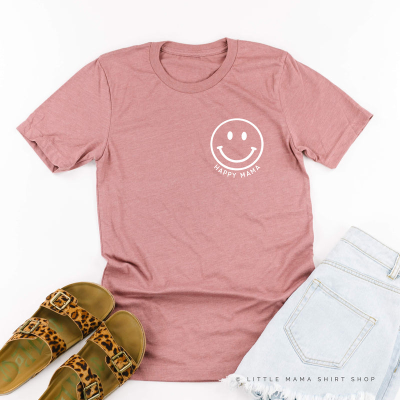 HAPPY MAMA - Smiley Face (Black or White Smiley) - Unisex Tee