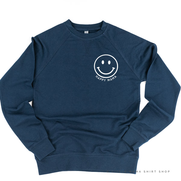 HAPPY MAMA - Smiley Face (Black or White Smiley) - Lightweight Pullover Sweater