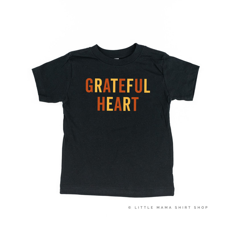 GRATEFUL HEART - BLOCK FONT - Short Sleeve Child Shirt