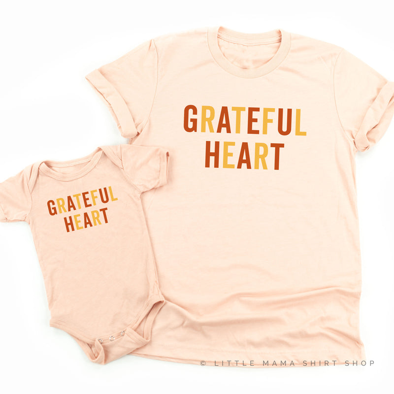 GRATEFUL HEART - BLOCK FONT - Set of 2 Shirts