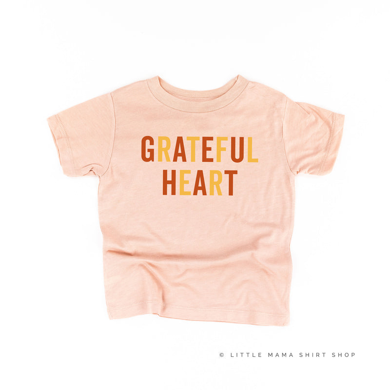 GRATEFUL HEART - BLOCK FONT - Short Sleeve Child Shirt