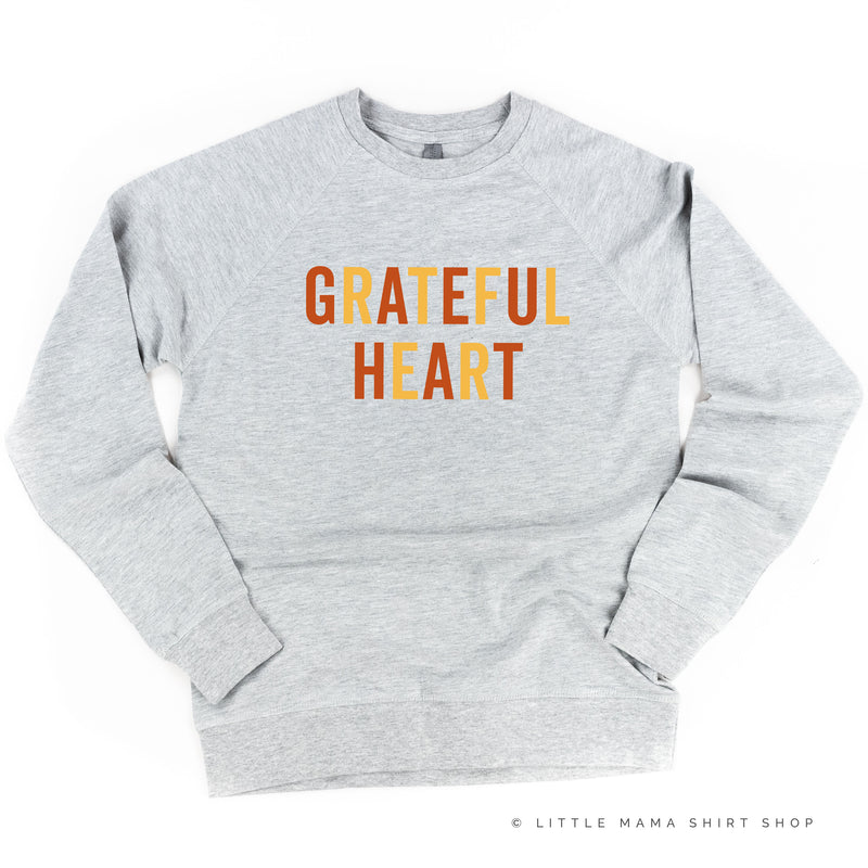 GRATEFUL HEART - BLOCK FONT - Lightweight Pullover Sweater