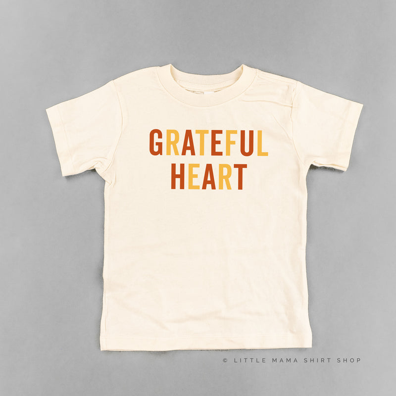 GRATEFUL HEART - BLOCK FONT - Short Sleeve Child Shirt