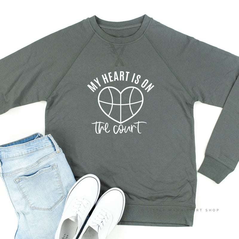 My Heart is on the Court - Lightweight Pullover Sweater