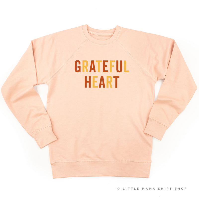 GRATEFUL HEART - BLOCK FONT - Lightweight Pullover Sweater