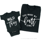Wild Thing - You Make My Heart Sing | Set of 2 Black Shirts Little Mama Shirt Shop
