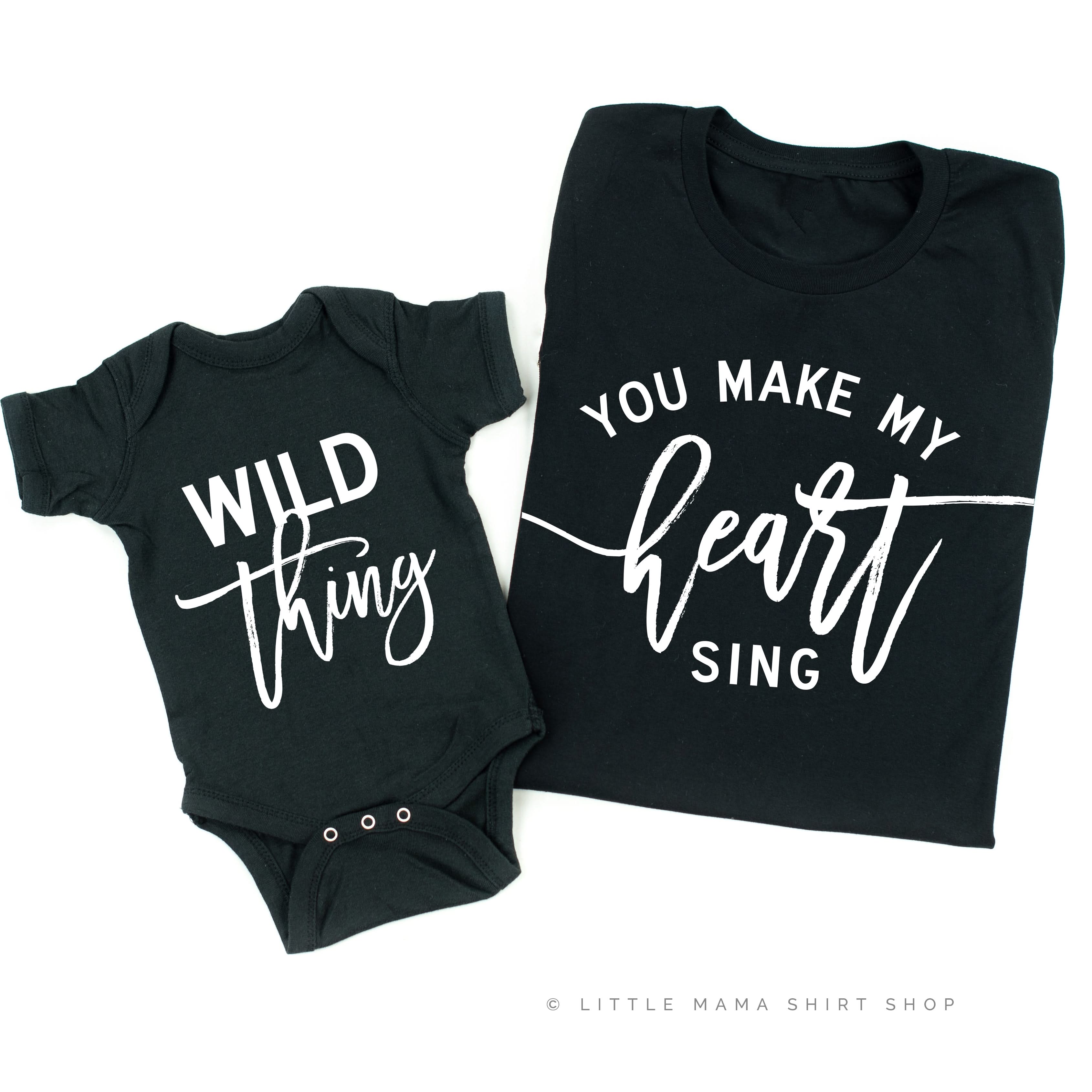 Wild Thing - You Make My Heart Sing | Set of 2 Black Shirts Little Mama Shirt Shop