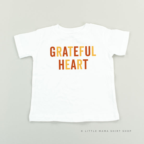 GRATEFUL HEART - BLOCK FONT - Short Sleeve Child Shirt