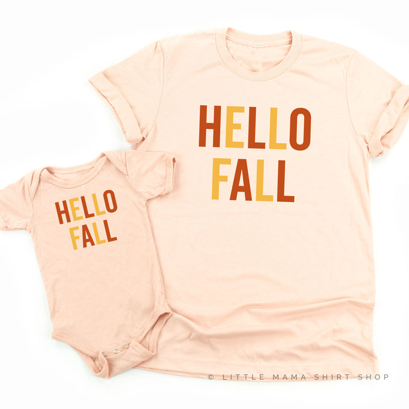 HELLO FALL - BLOCK FONT - Set of 2 Shirts