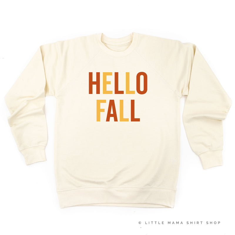 HELLO FALL - BLOCK FONT - Lightweight Pullover Sweater