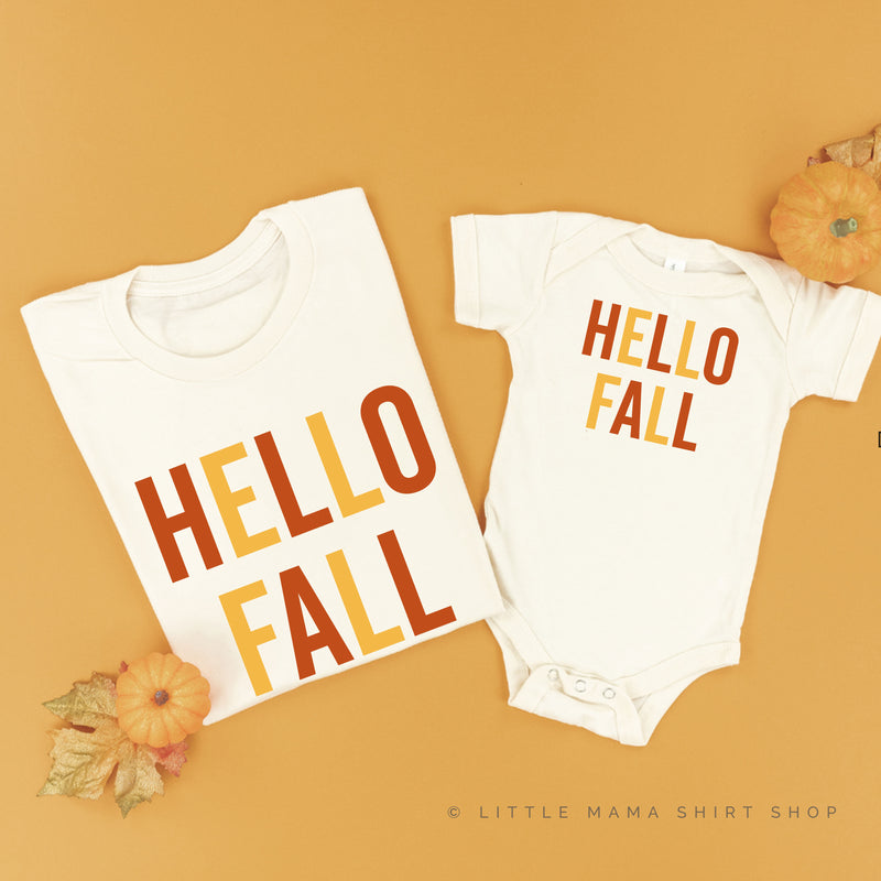 HELLO FALL - BLOCK FONT - Set of 2 Shirts