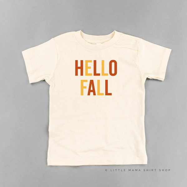 HELLO FALL - BLOCK FONT - Short Sleeve Child Shirt