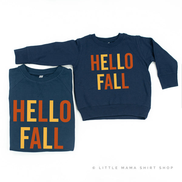 HELLO FALL - BLOCK FONT - Set of 2 Matching Sweaters