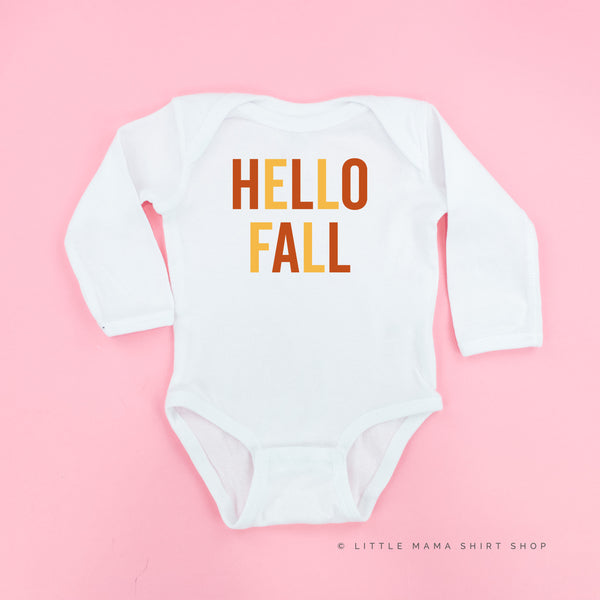 HELLO FALL - BLOCK FONT - Long Sleeve Child Shirt