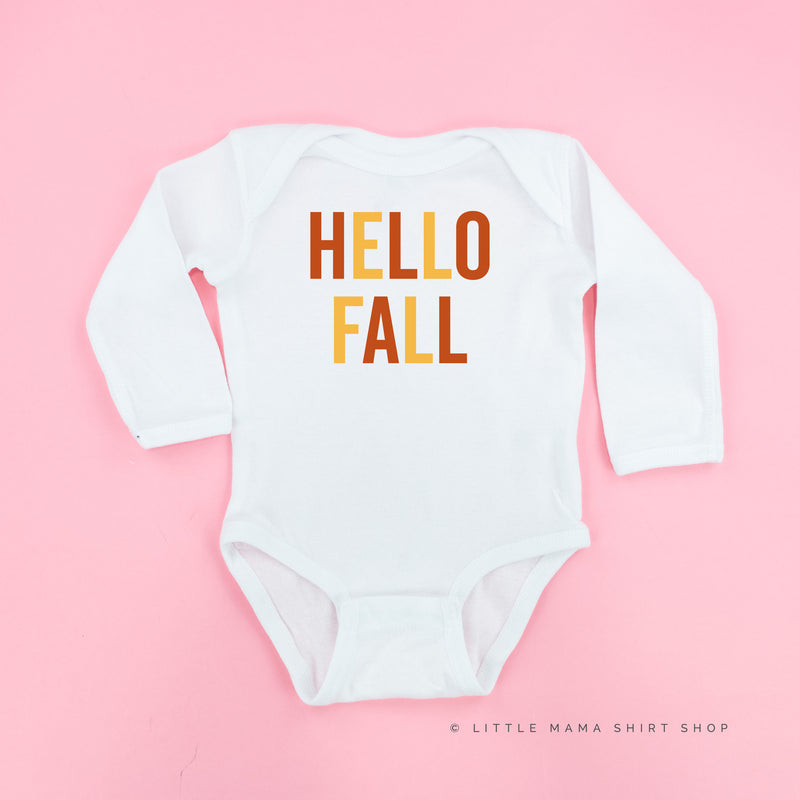 HELLO FALL - BLOCK FONT - Long Sleeve Child Shirt