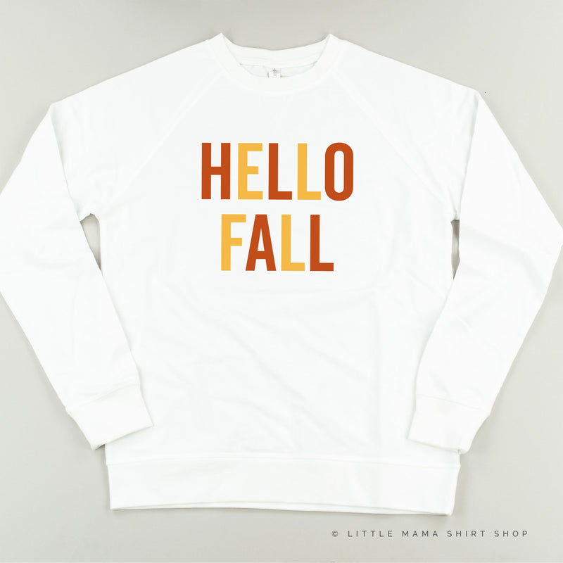 HELLO FALL - BLOCK FONT - Lightweight Pullover Sweater