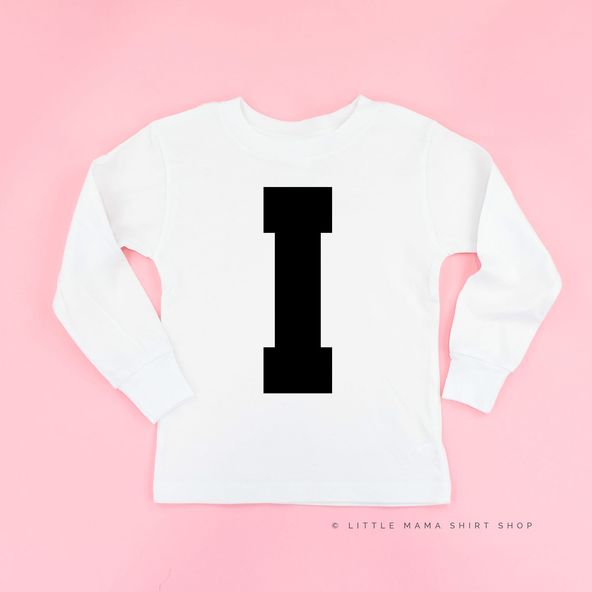 VARSITY INITIALS - Long Sleeve Child Shirt Little Mama Shirt Shop