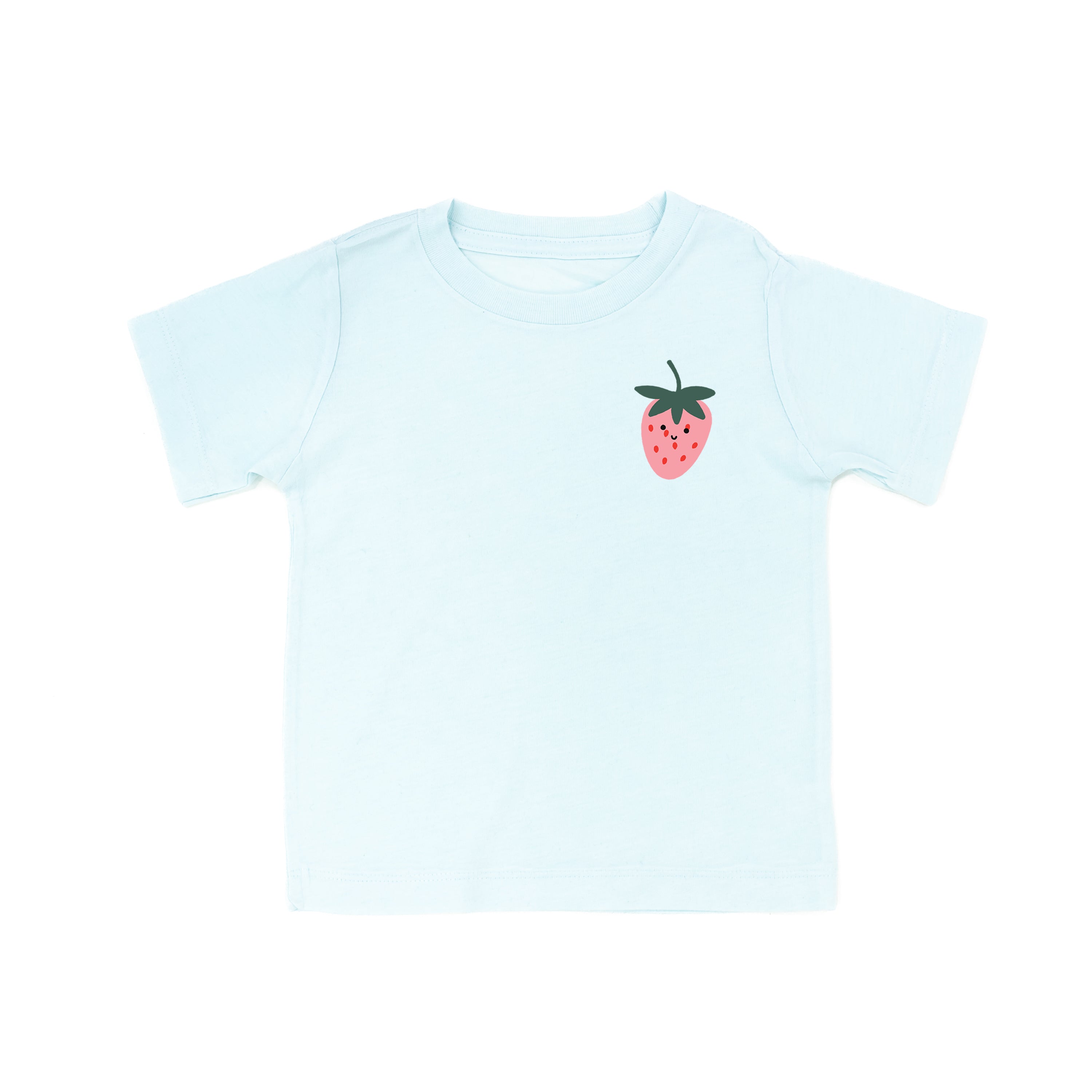 Pocket Fruit (Front) w/ Group of Smiley Fruit (Back) - Short Sleeve Child Tee Little Mama Shirt Shop
