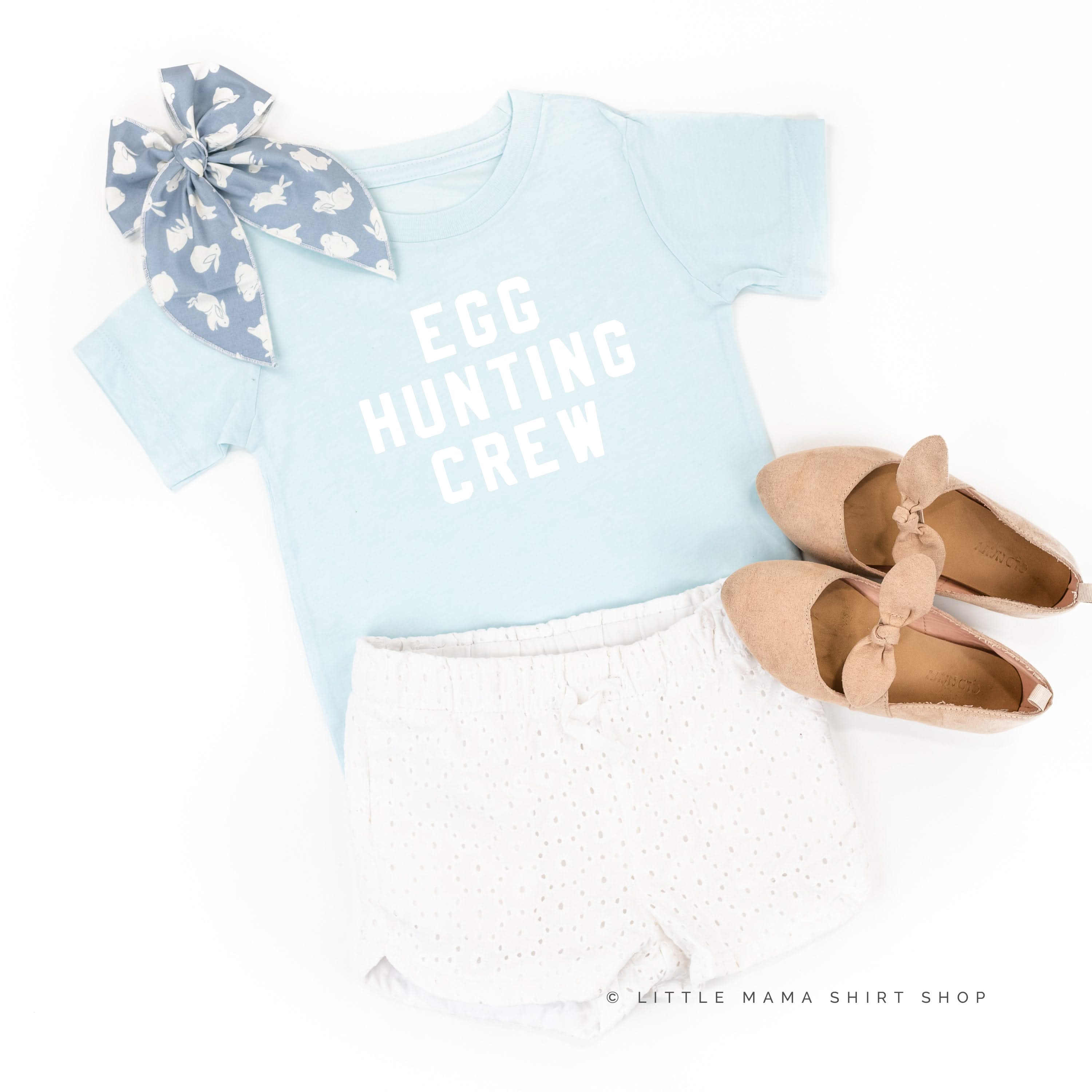 Block Font - Egg Hunting Crew - Child Tee Little Mama Shirt Shop