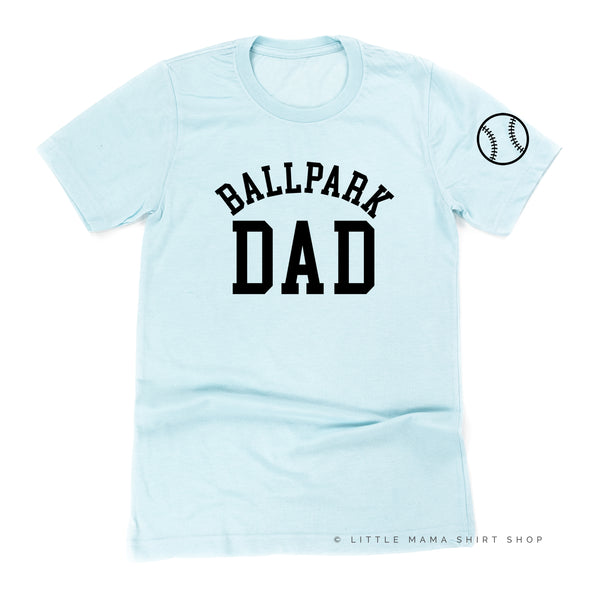Ballpark Dad - Baseball Detail on Sleeve - Unisex Tee
