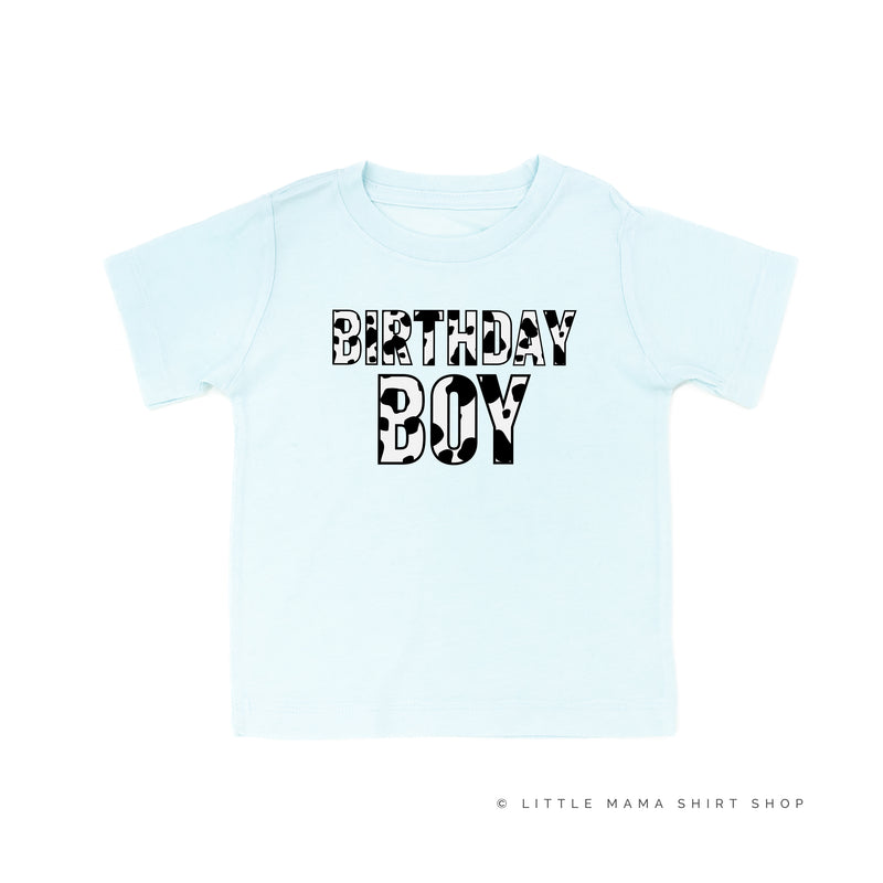 BIRTHDAY BOY - Cow Print - Short Sleeve Child Shirt