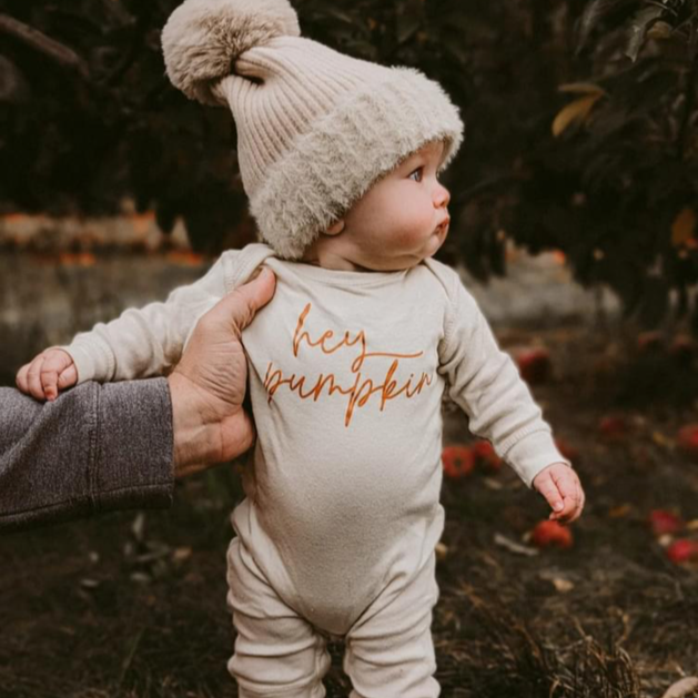 Hey Pumpkin - Cursive - One Piece Baby Sleeper