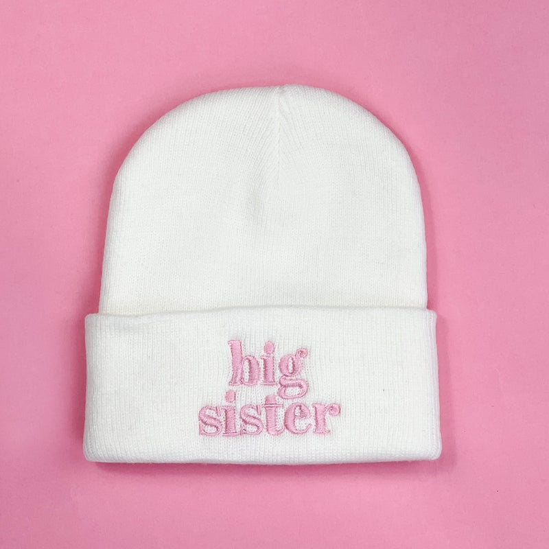 Child Beanie - Big Sister - Cream w/ Light Pink